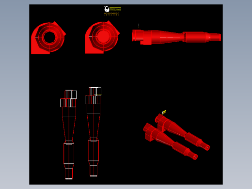 一级旋风分离器轴测图