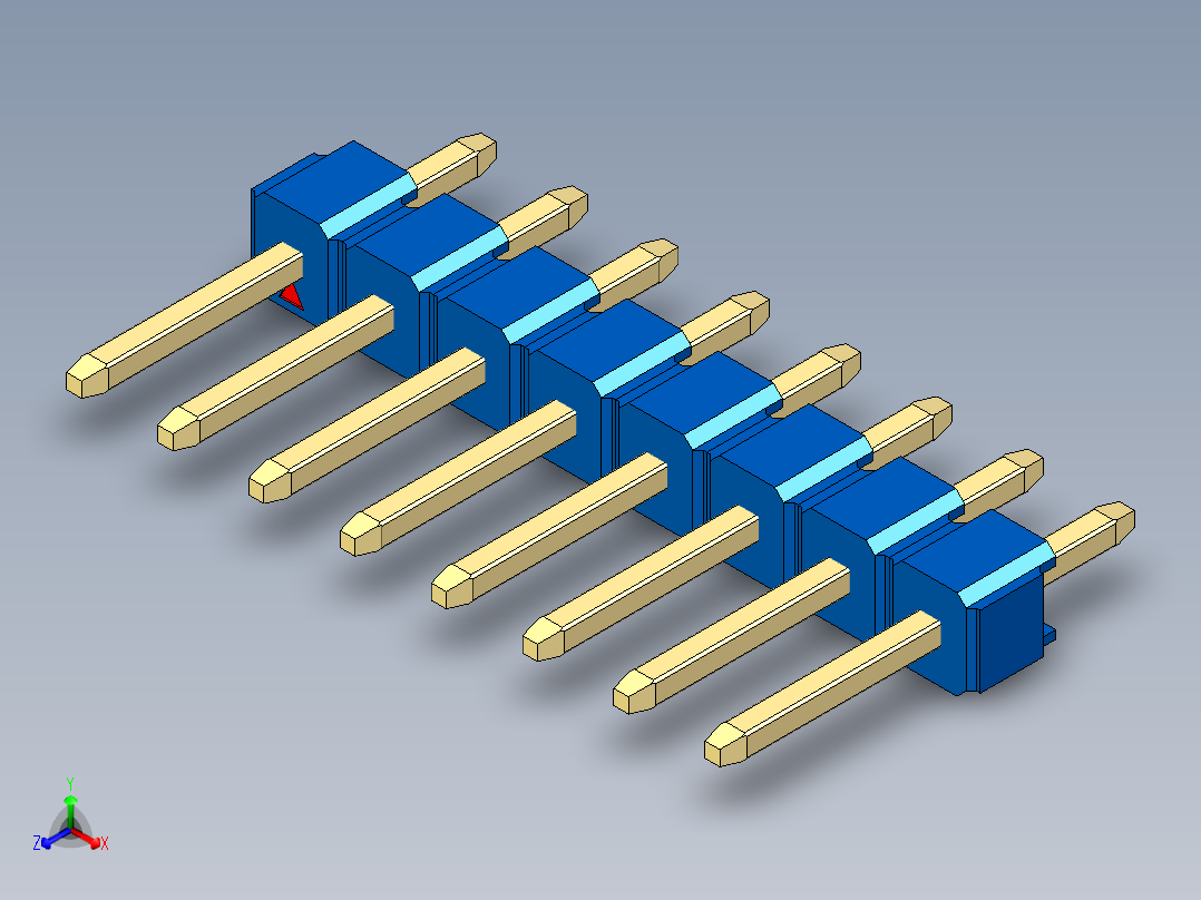 彩色公头100mil（2.54mm）系列-DS1021_blue_1x08p_100mil_Type1_rev1.0主视图