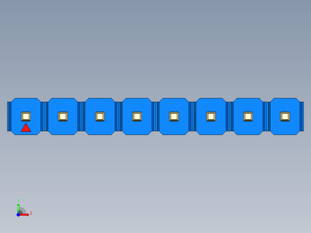 彩色公头100mil（2.54mm）系列-DS1021_blue_1x08p_100mil_Type1_rev1.0前视图