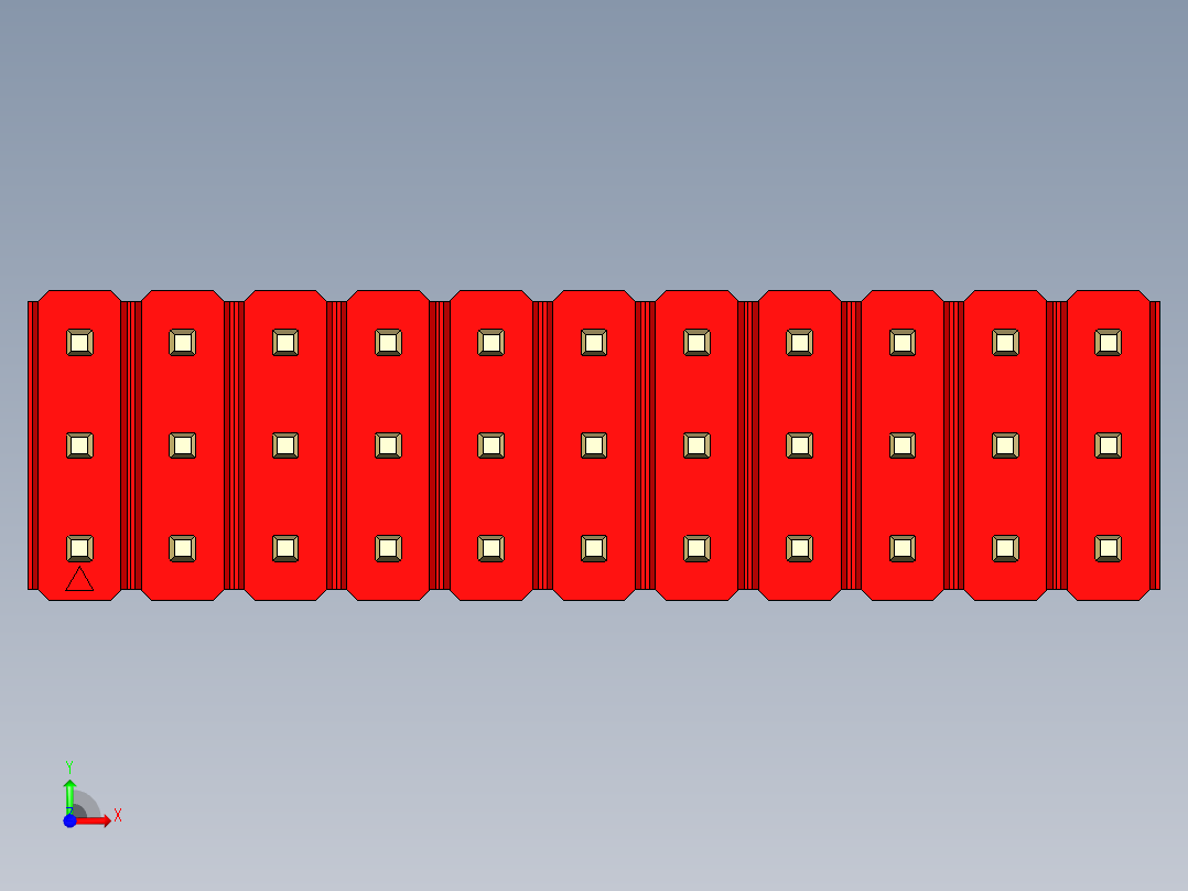 彩色公头100mil（2.54mm）系列-DS1021_red_3x11p_100mil_Type5_rev1.0前视图