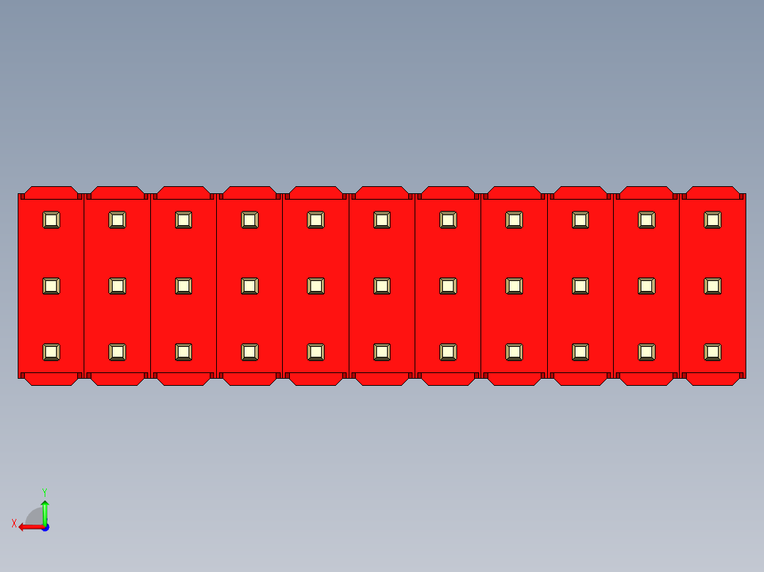 彩色公头100mil（2.54mm）系列-DS1021_red_3x11p_100mil_Type5_rev1.0后视图