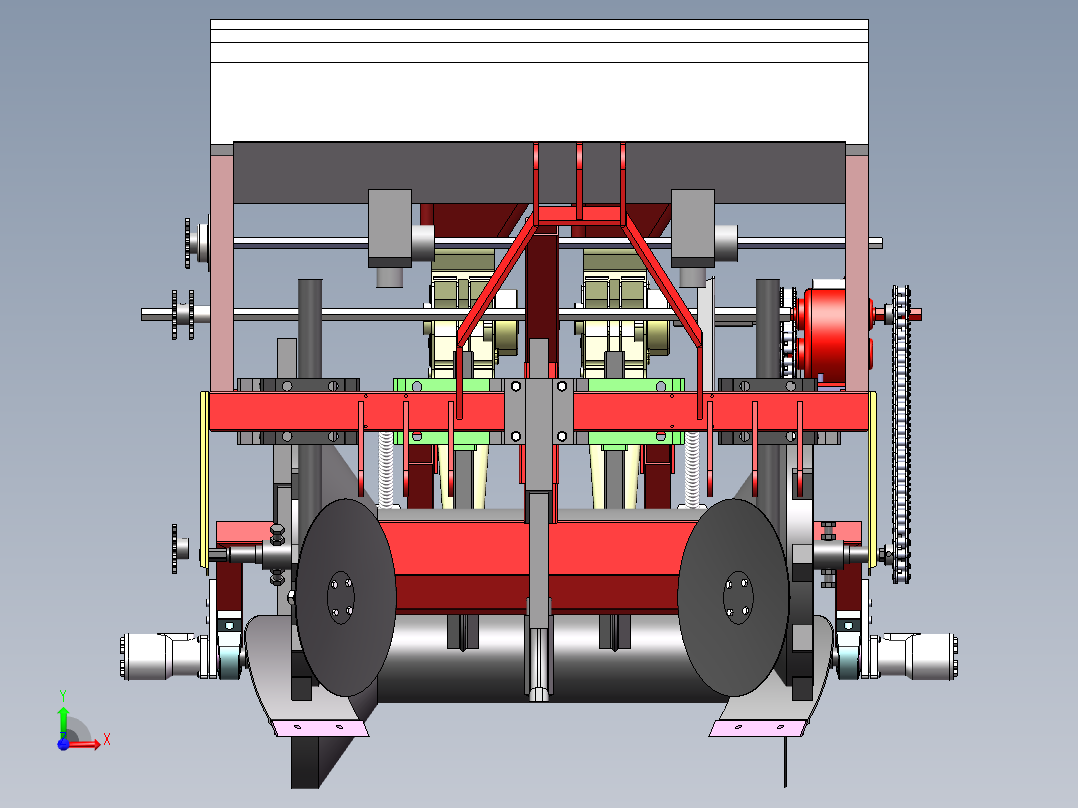 2行花生起垄施肥播种机设计资料含三维+CAD前视图