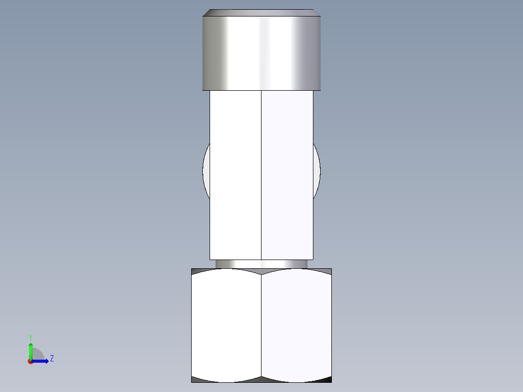 卡套式工业通用硬管接头EO_Swivel_nut_run_tee_EL10LOMD71左视图