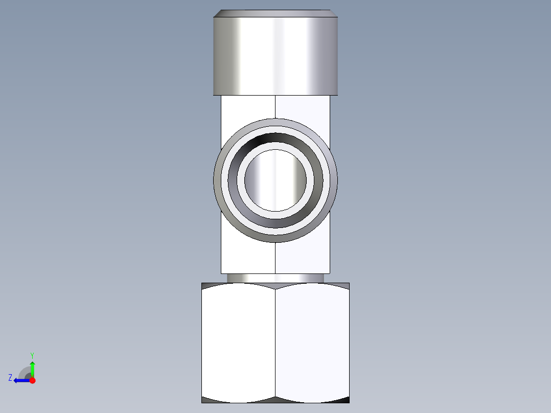 卡套式工业通用硬管接头EO_Swivel_nut_run_tee_EL10LOMD71右视图