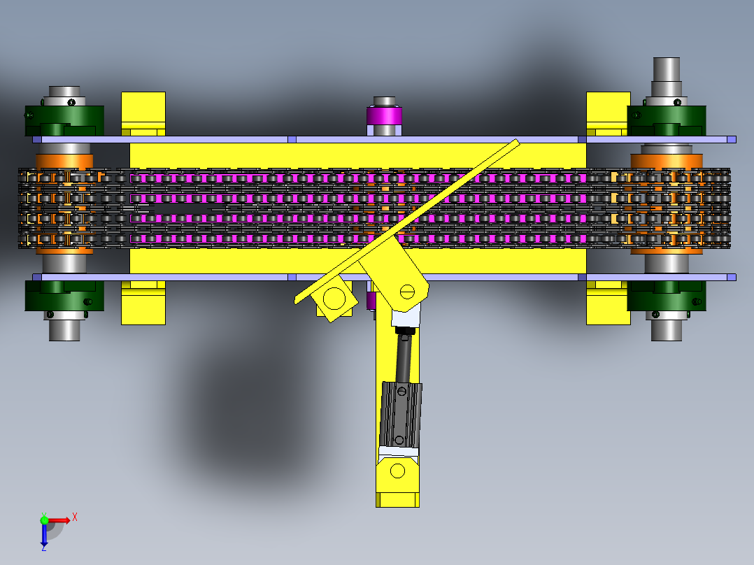 链式输送机机构俯视图