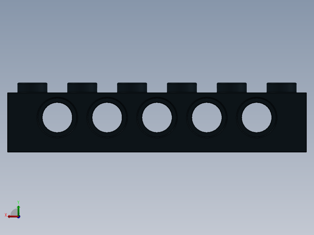 乐高机械组积木（横梁）-389426 Black Technic Brick 1 x 6 with Holes后视图