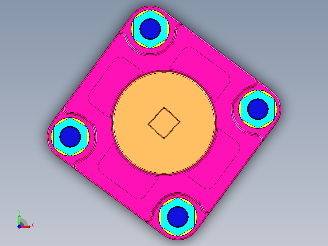液压缸 仅有缸筒前视图