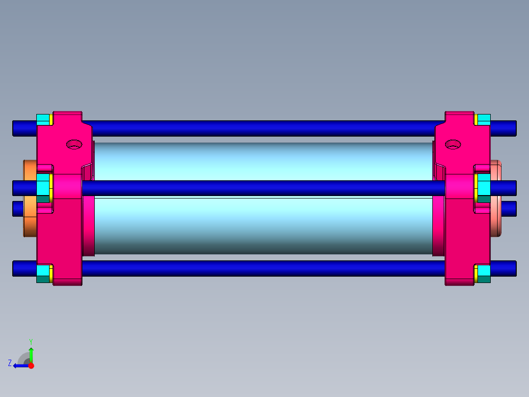 液压缸 仅有缸筒右视图