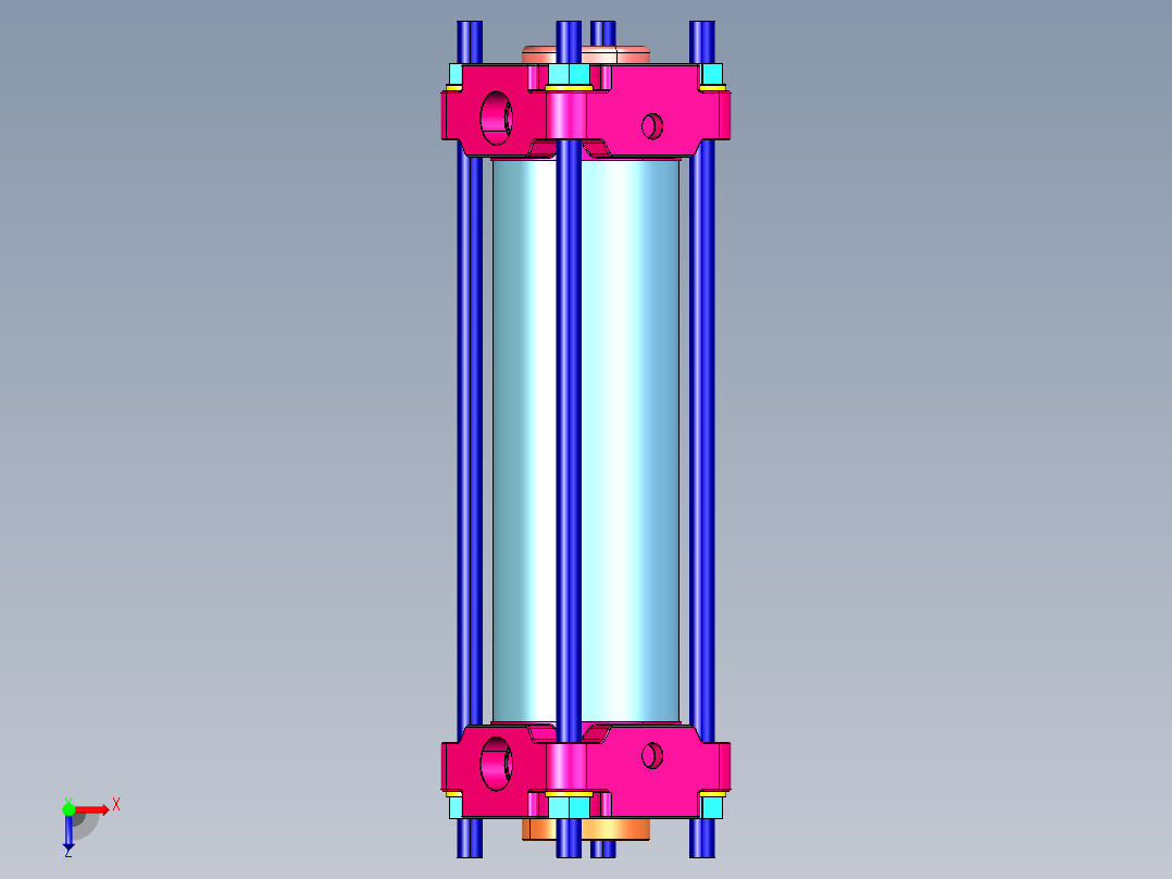 液压缸 仅有缸筒俯视图
