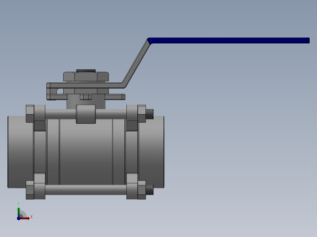 三片式内螺纹球阀-304 DN15-DN80前视图