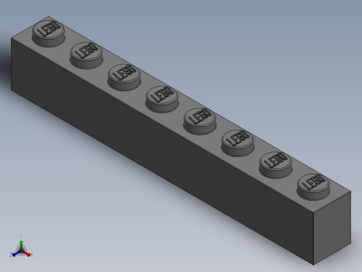 乐高套装 4421基本积木-4211392 - 3008 Medium Stone Grey Brick 1 x 8.SLDPRT正等轴测缩略图