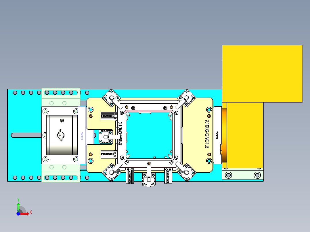 X1008笔记本CNC工装夹具三维模型-CNC2-10-07前视图