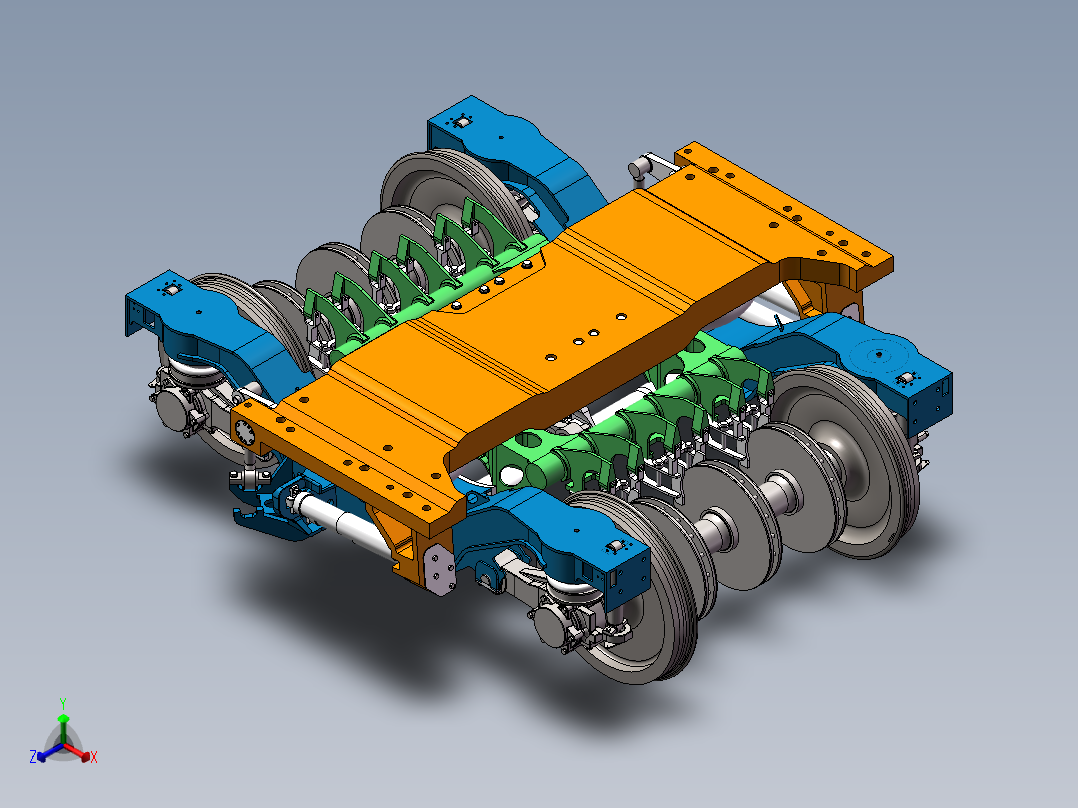 CRH3 CRH380非动力转向架（拖车转向架）sw16可编辑正等轴测图