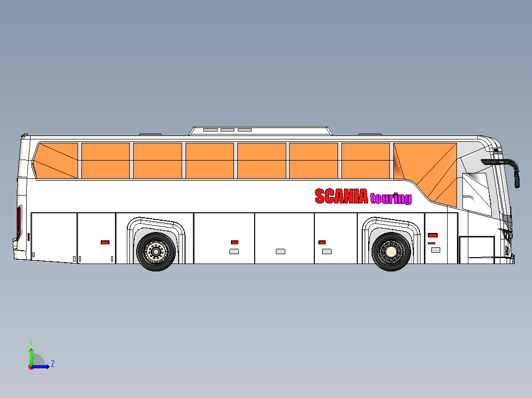客车、公交车、堪尼亚旅游大巴左视图