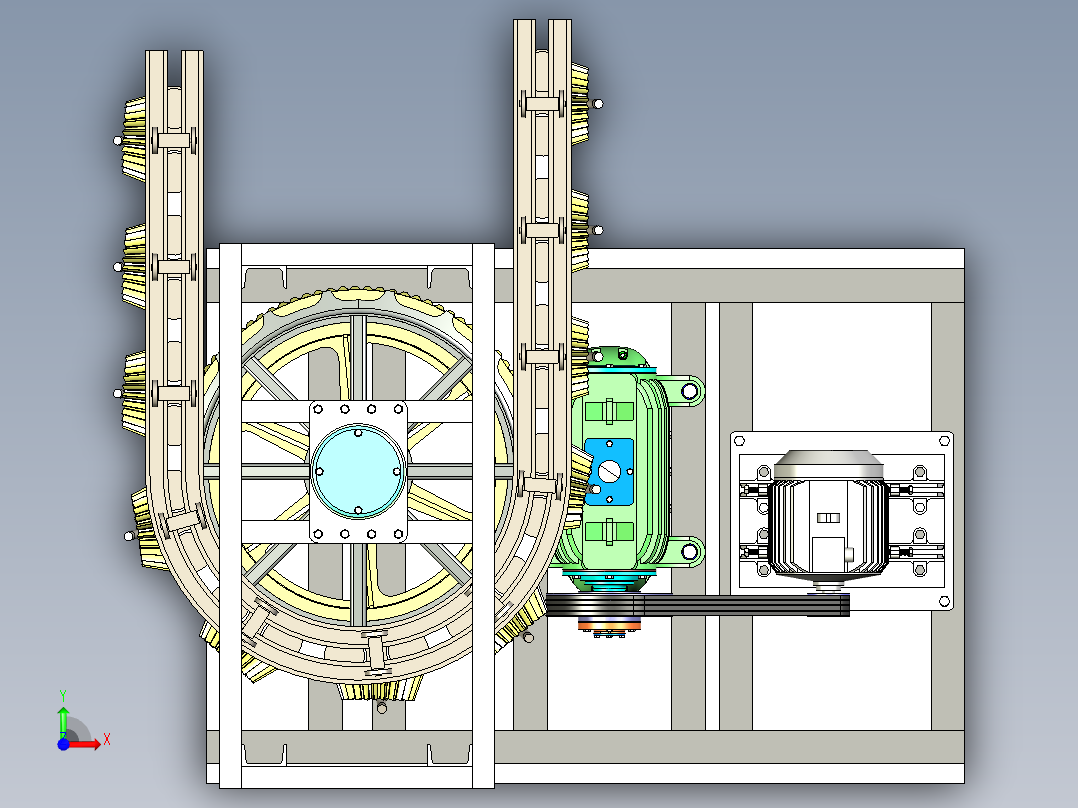 齿轮输送悬挂系统前视图