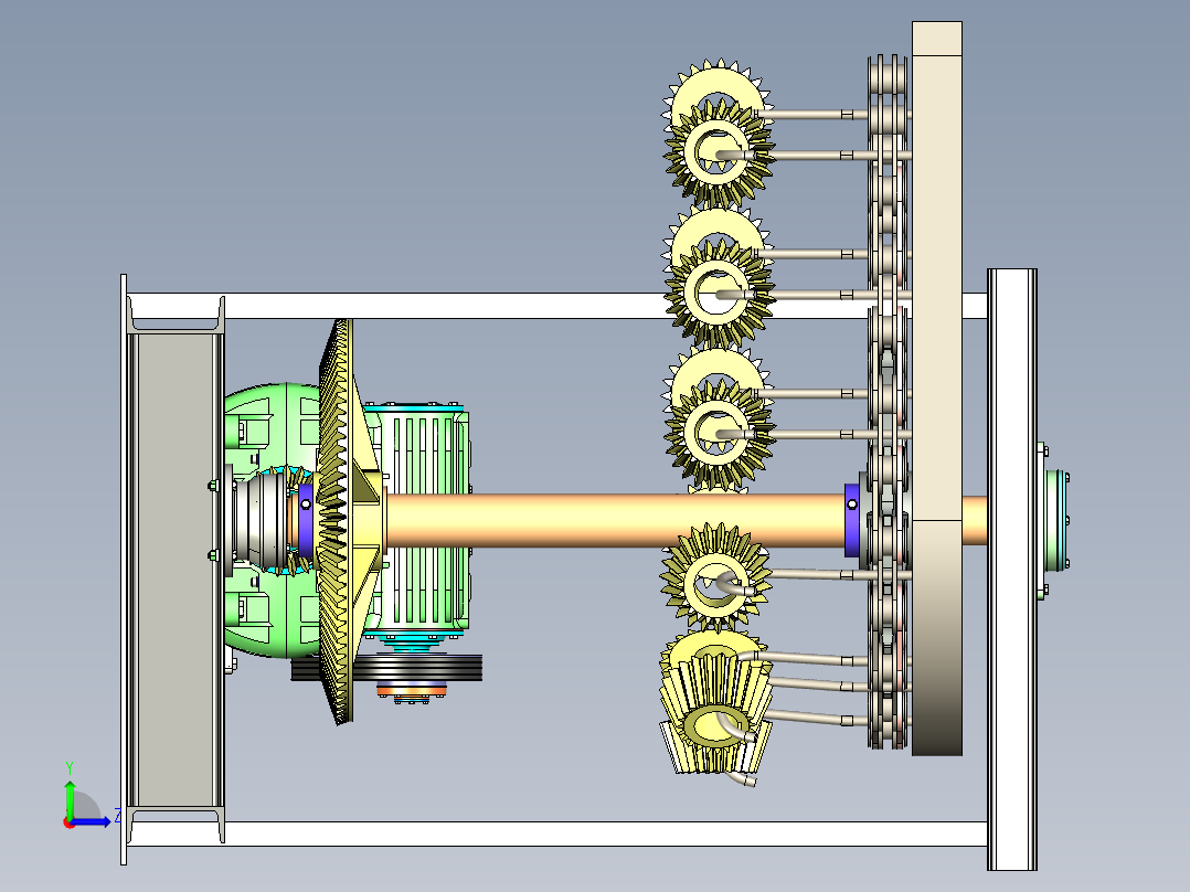 齿轮输送悬挂系统左视图