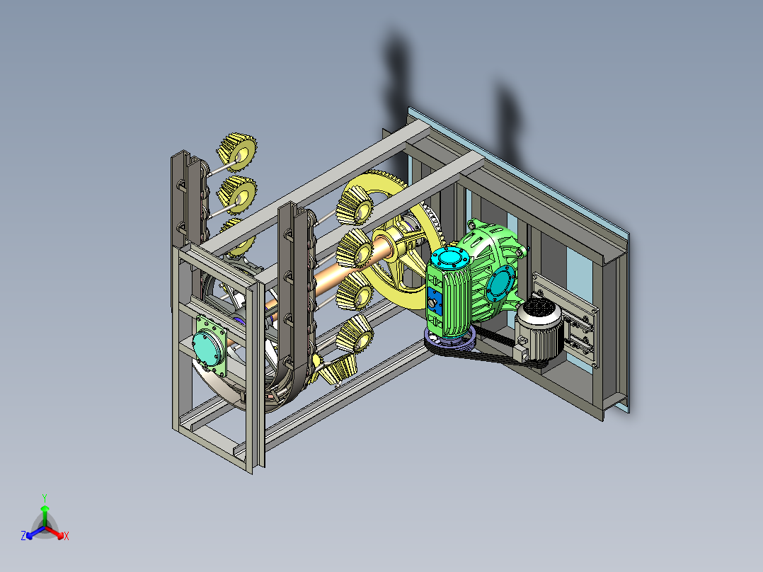 齿轮输送悬挂系统正等轴测图