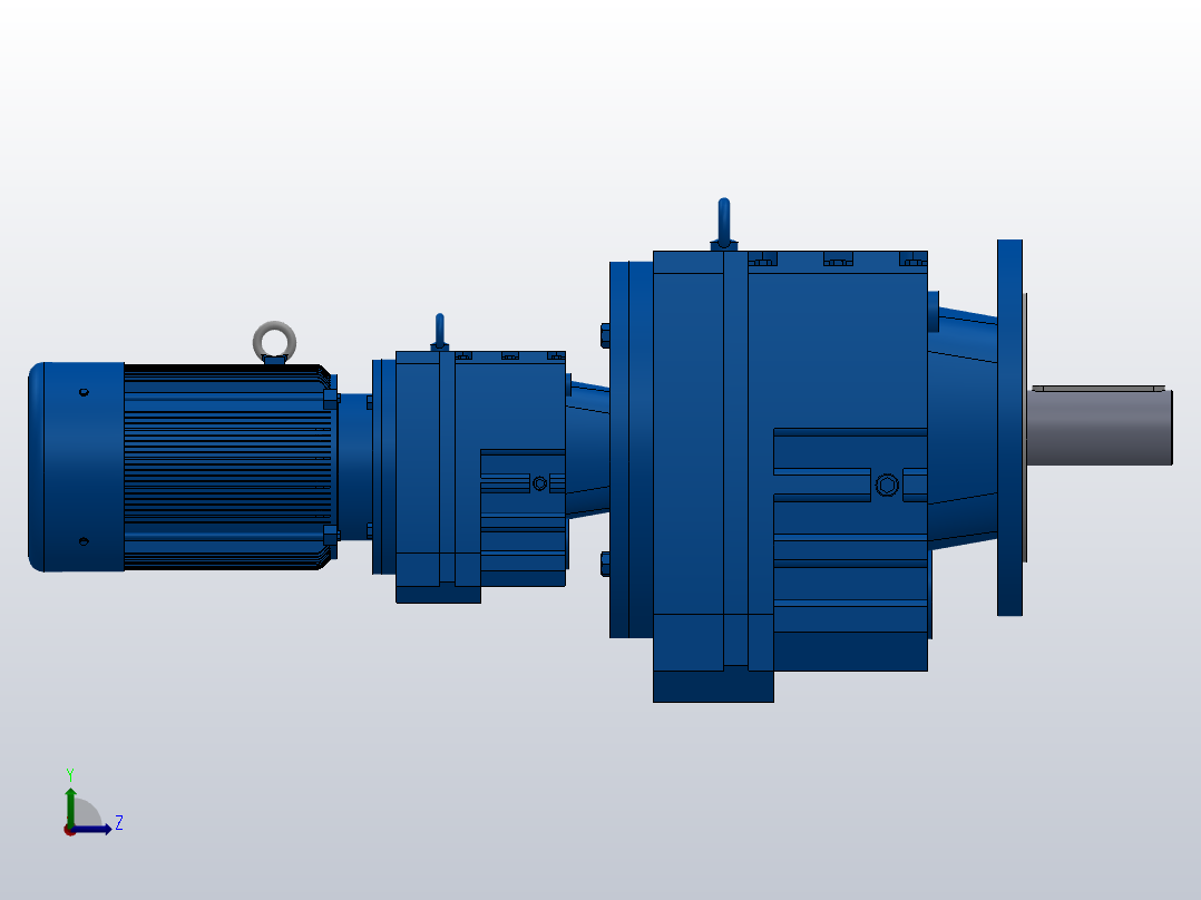 RF107R77法兰轴伸式组合型斜齿轮减速机RF107R77-Y1.5-4P-90L-M1-0°-Φ350左视图