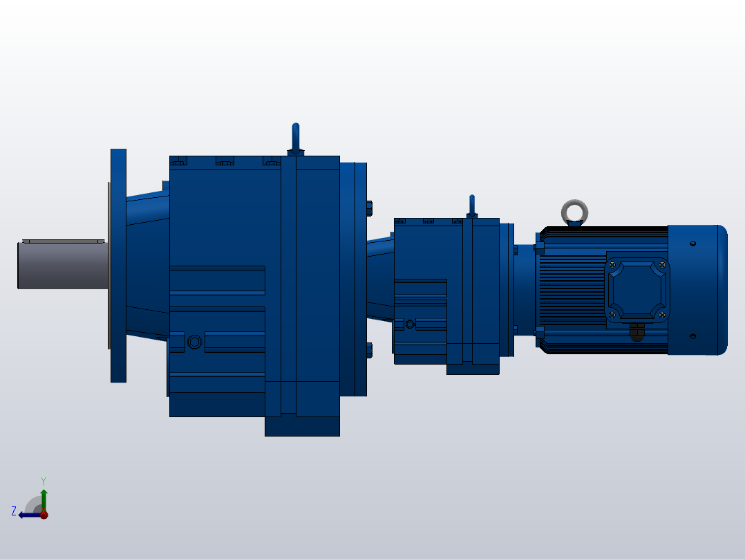 RF107R77法兰轴伸式组合型斜齿轮减速机RF107R77-Y1.5-4P-90L-M1-0°-Φ350右视图