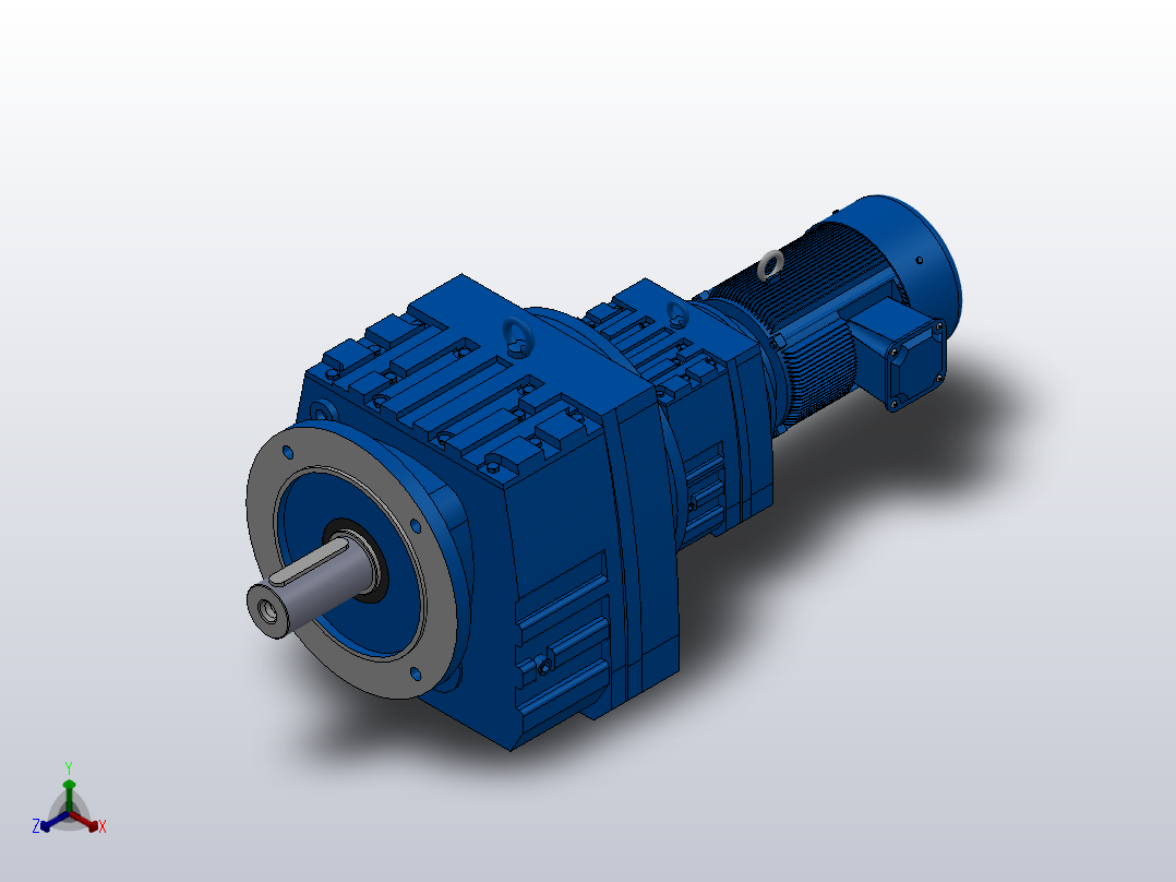 RF107R77法兰轴伸式组合型斜齿轮减速机RF107R77-Y1.5-4P-90L-M1-0°-Φ350正等轴测图