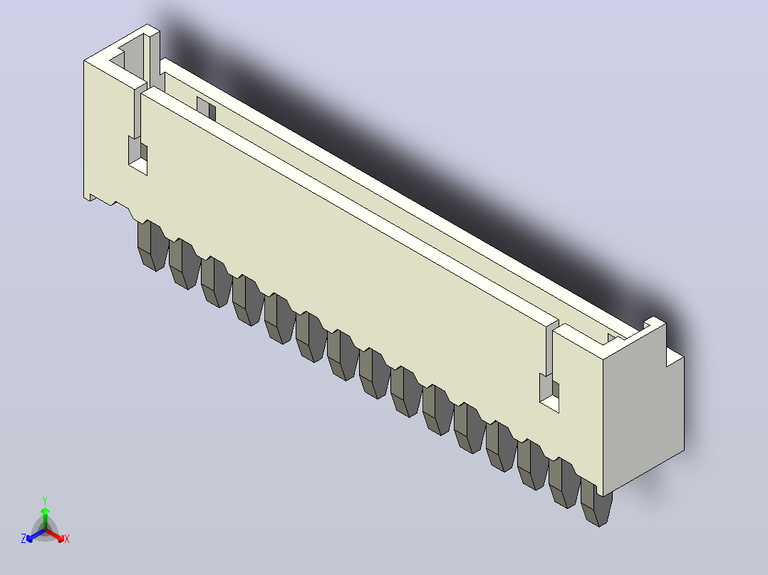 短款型直插头JST connector 1x15  P1.25mm thru hole wafer A2主视图