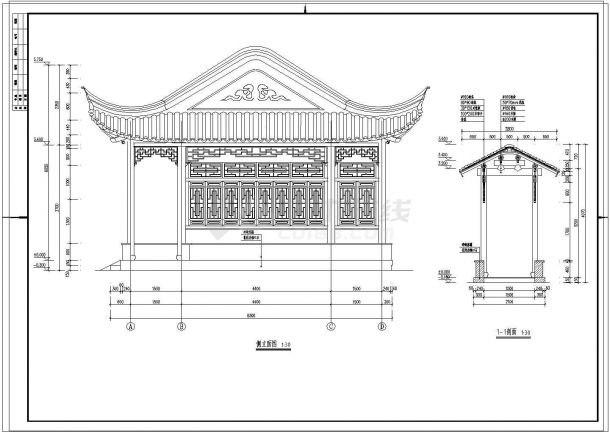 四面厅水榭歇山古建筑木结构仿古苏式CAD图纸参考图