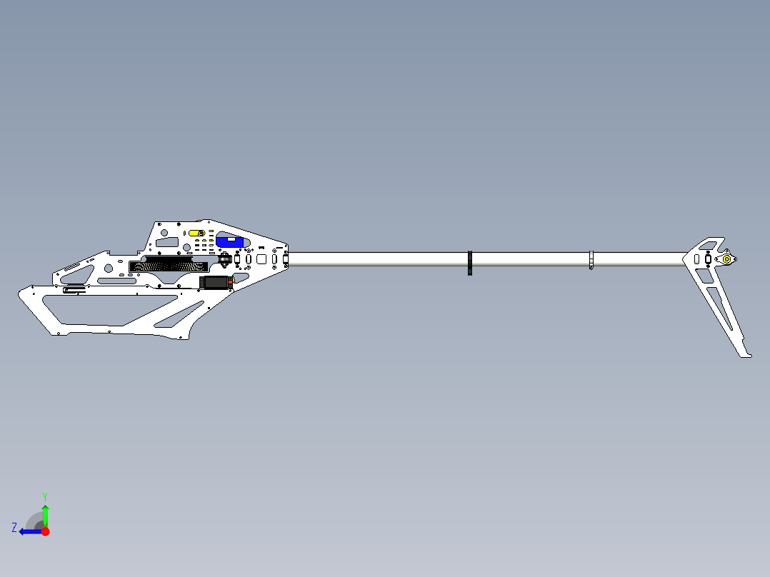 Gaui X7电动遥控直升机核心结构3D图纸 STEP格式右视图