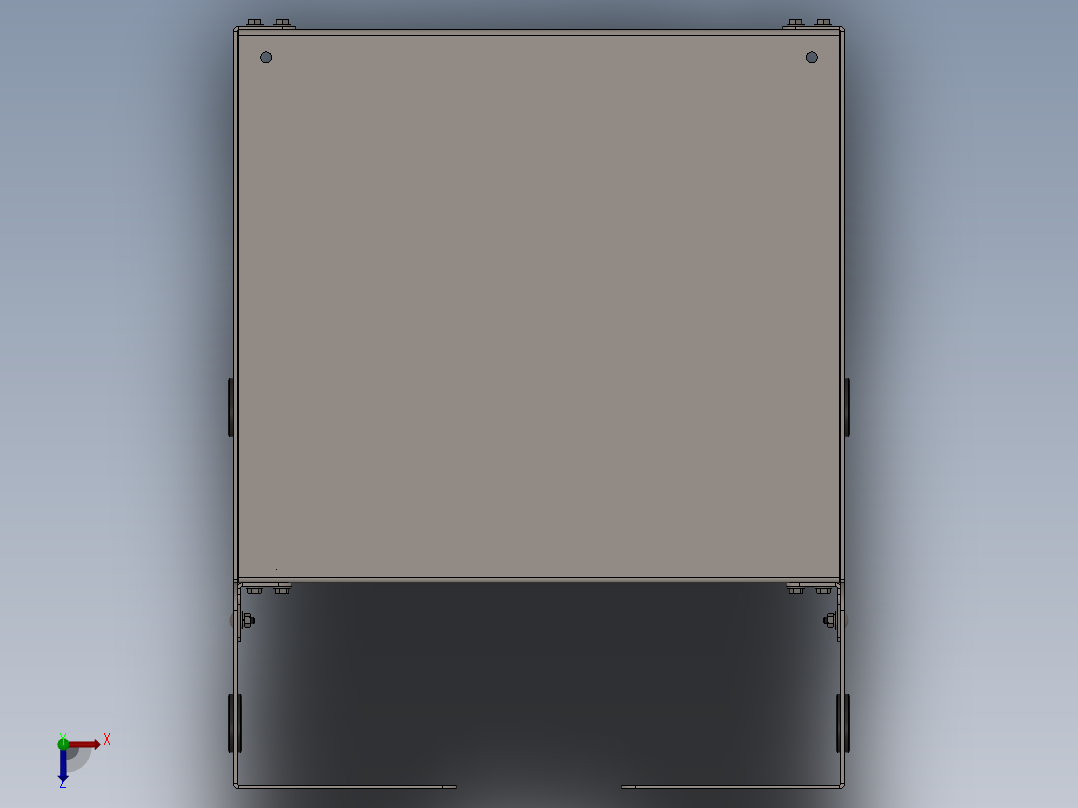 solidworks 服务器机架的壁架俯视图