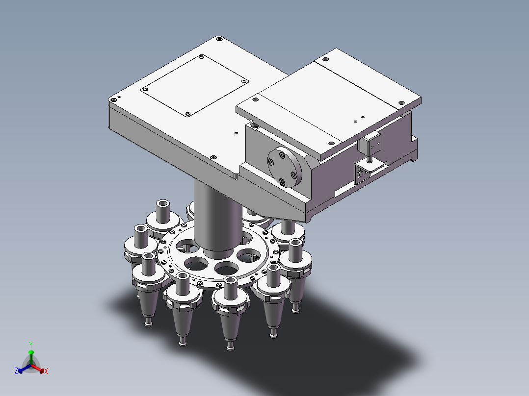 立式加工中心圆盘式刀库3D图纸 H568