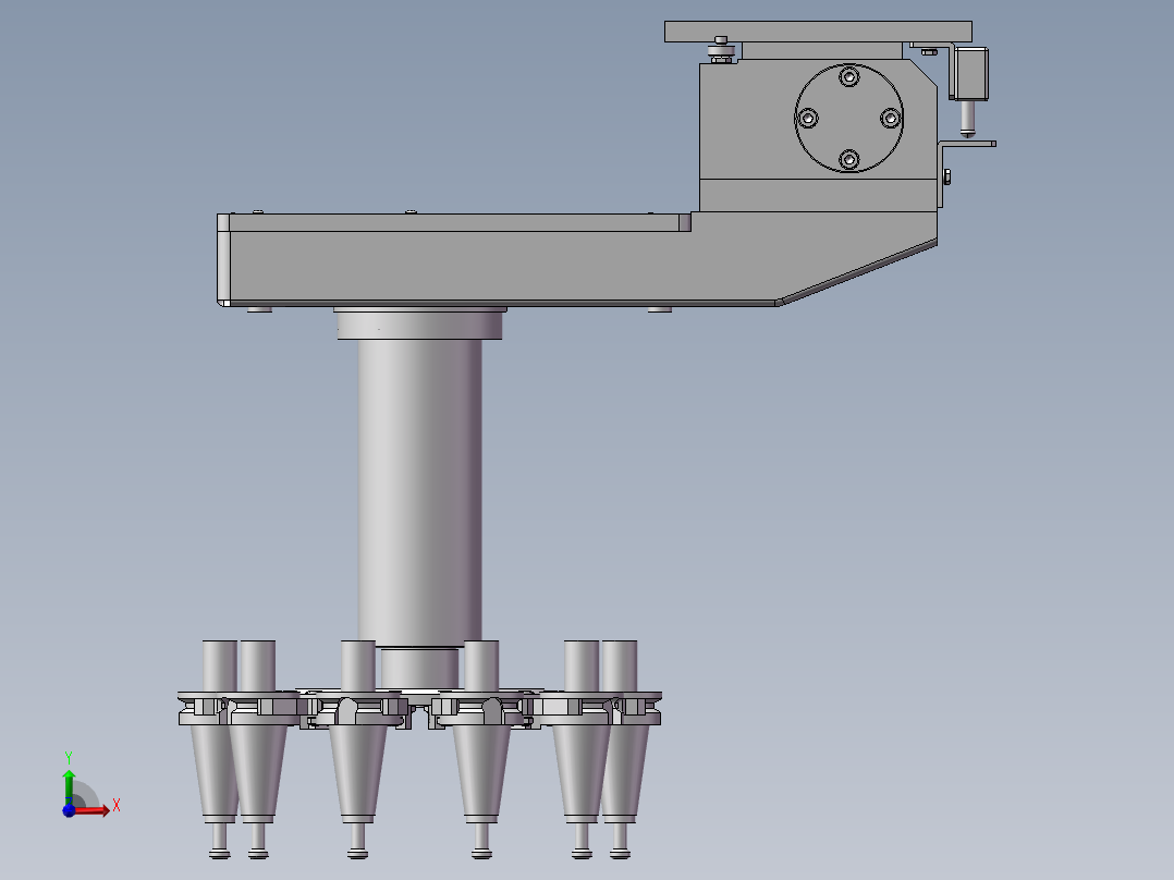 立式加工中心圆盘式刀库3D图纸 H568前视图