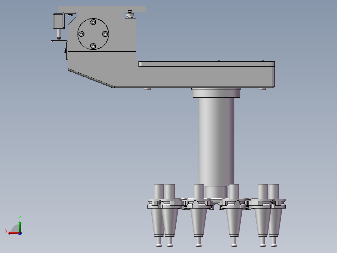 立式加工中心圆盘式刀库3D图纸 H568后视图