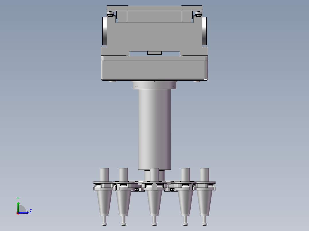 立式加工中心圆盘式刀库3D图纸 H568左视图