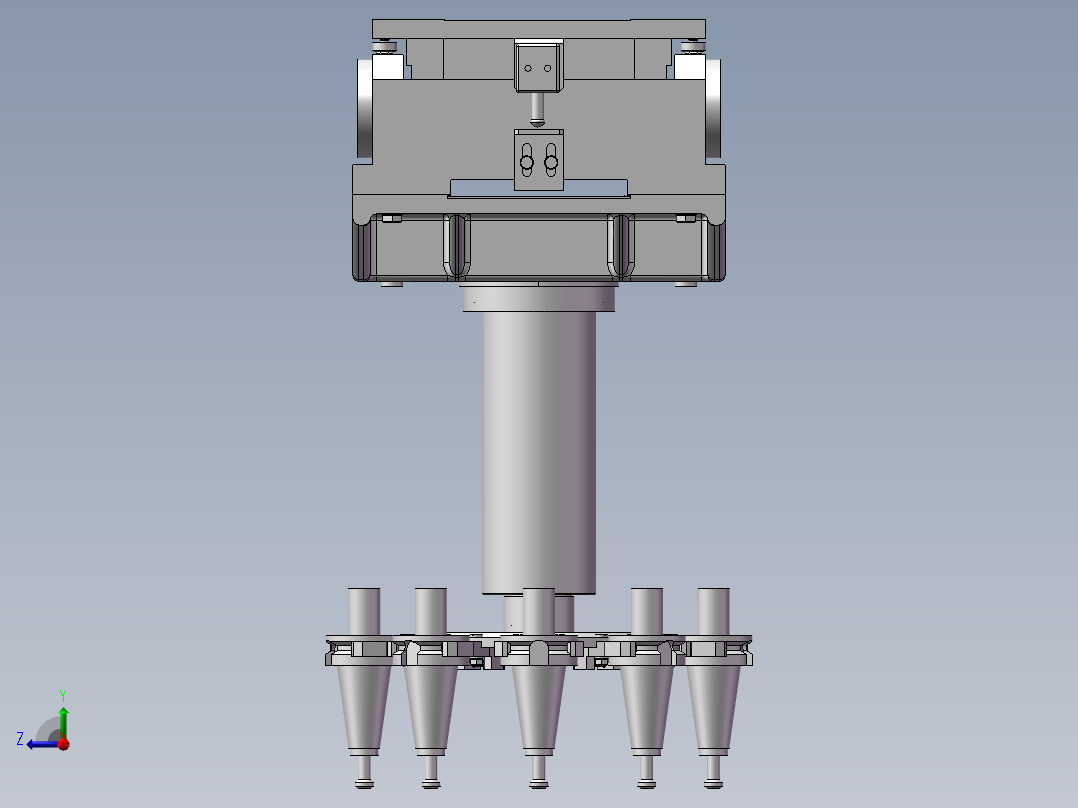 立式加工中心圆盘式刀库3D图纸 H568右视图