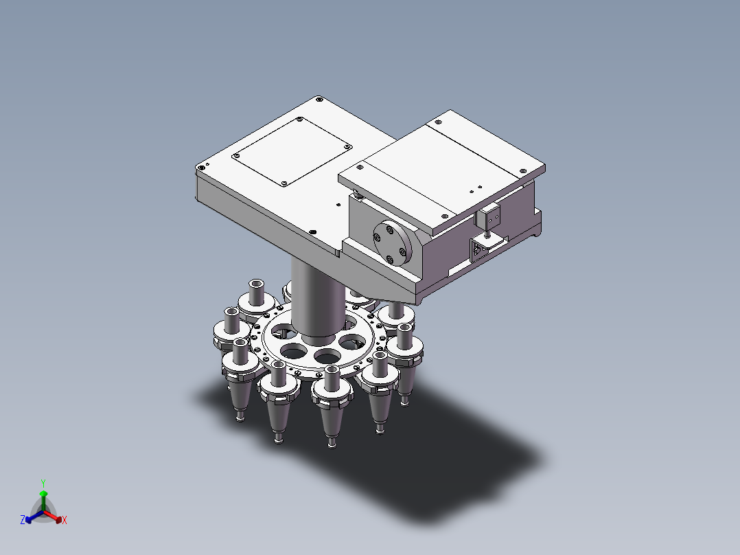 立式加工中心圆盘式刀库3D图纸 H568正等轴测图