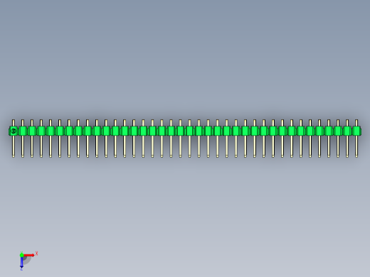 彩色公排针 100mil 2.54mm 系列-DS1022_green_1x38p_100mil_TypeD_rev1.0俯视缩略图