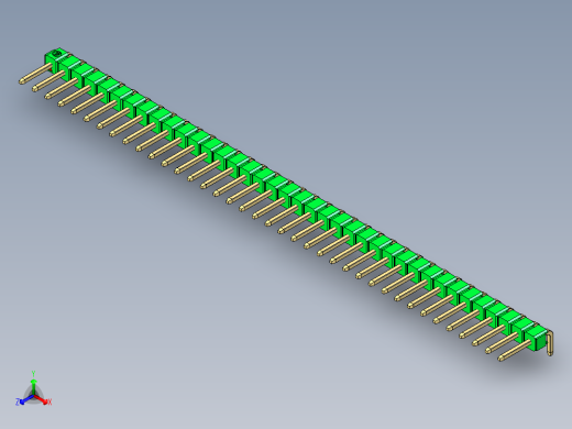 彩色公排针 100mil 2.54mm 系列-DS1022_green_1x38p_100mil_TypeD_rev1.0正等轴测缩略图