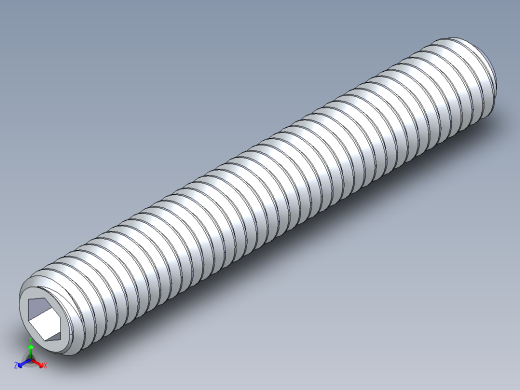UNC 平头紧定螺钉-UNC SET SCREW 0.375 x2.500.STEP正等轴测缩略图