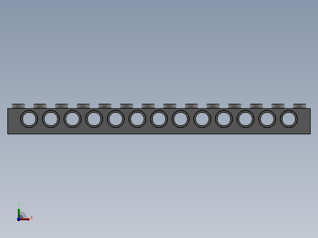 乐高机械组积木（横梁）-4161723 - 32018 White Technic Brick 1 x 14 with Holes前视图