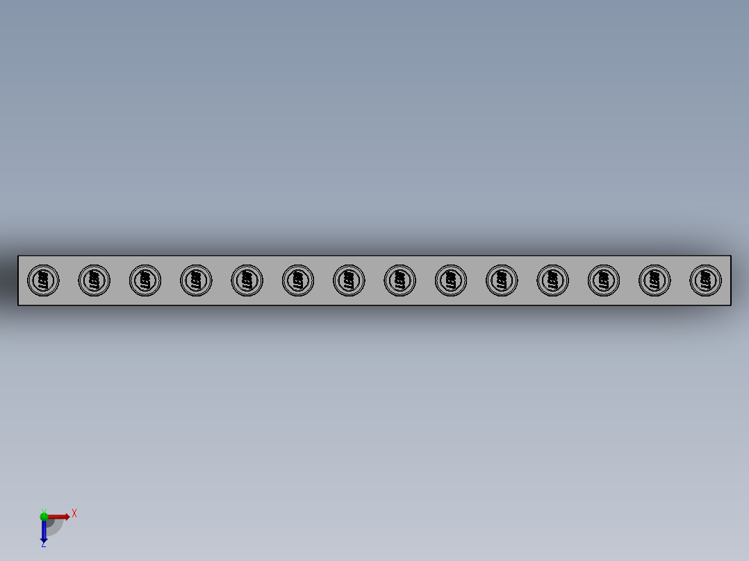 乐高机械组积木（横梁）-4161723 - 32018 White Technic Brick 1 x 14 with Holes俯视图