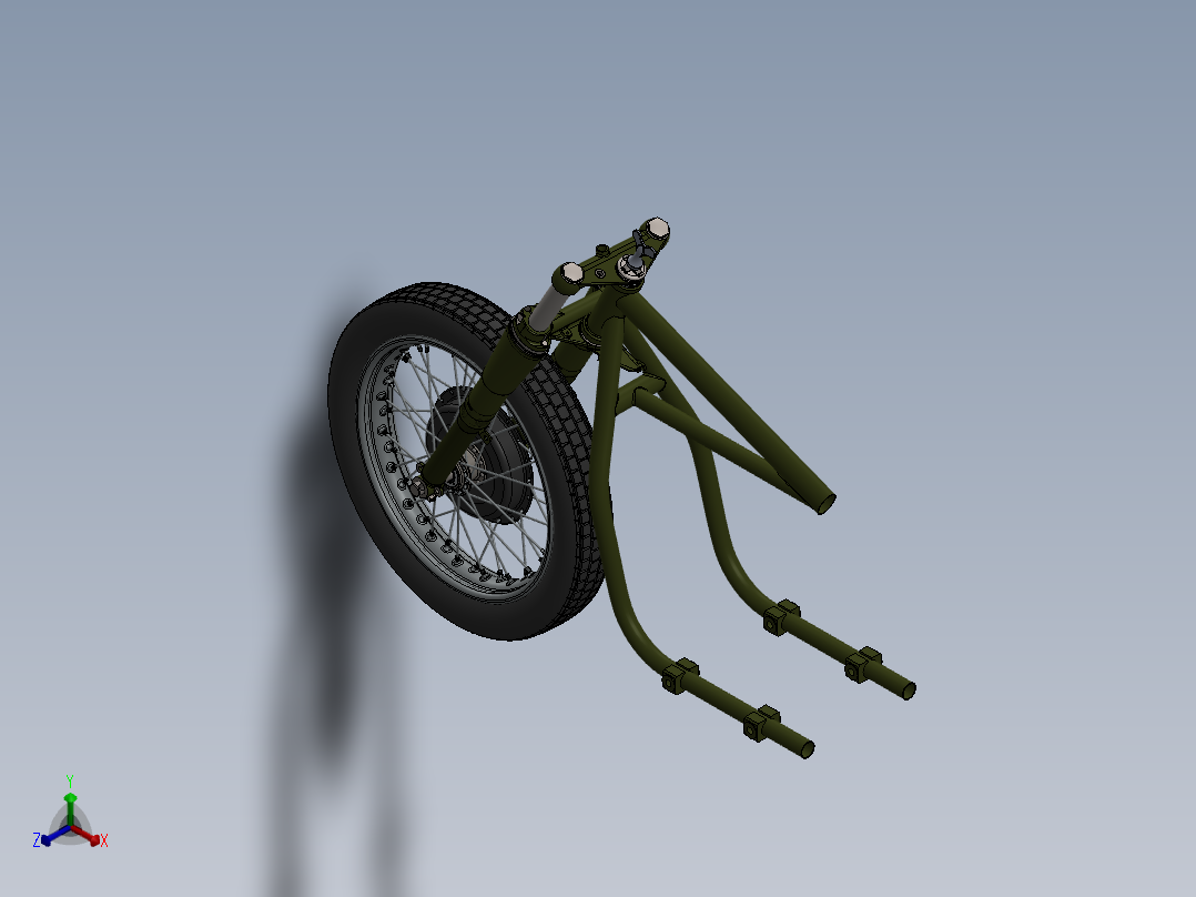 摩托车项目前叉总成正等轴测图