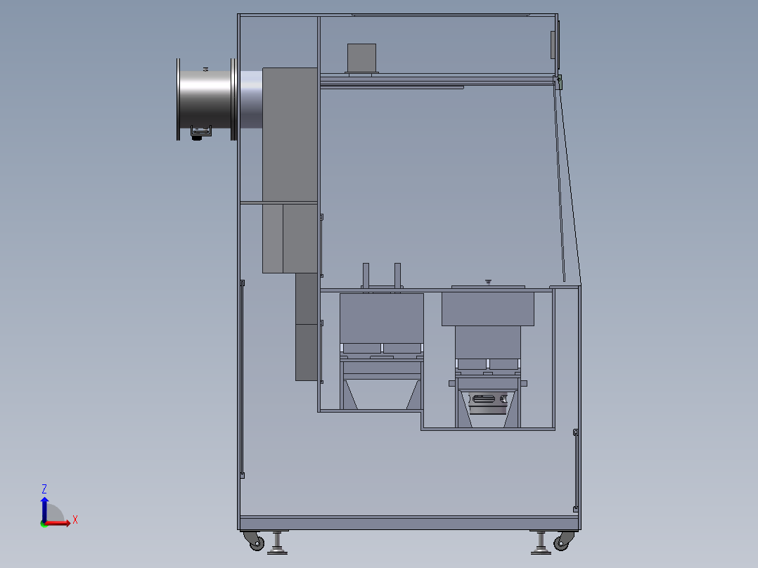 四槽硅片清洗刻蚀机左视图