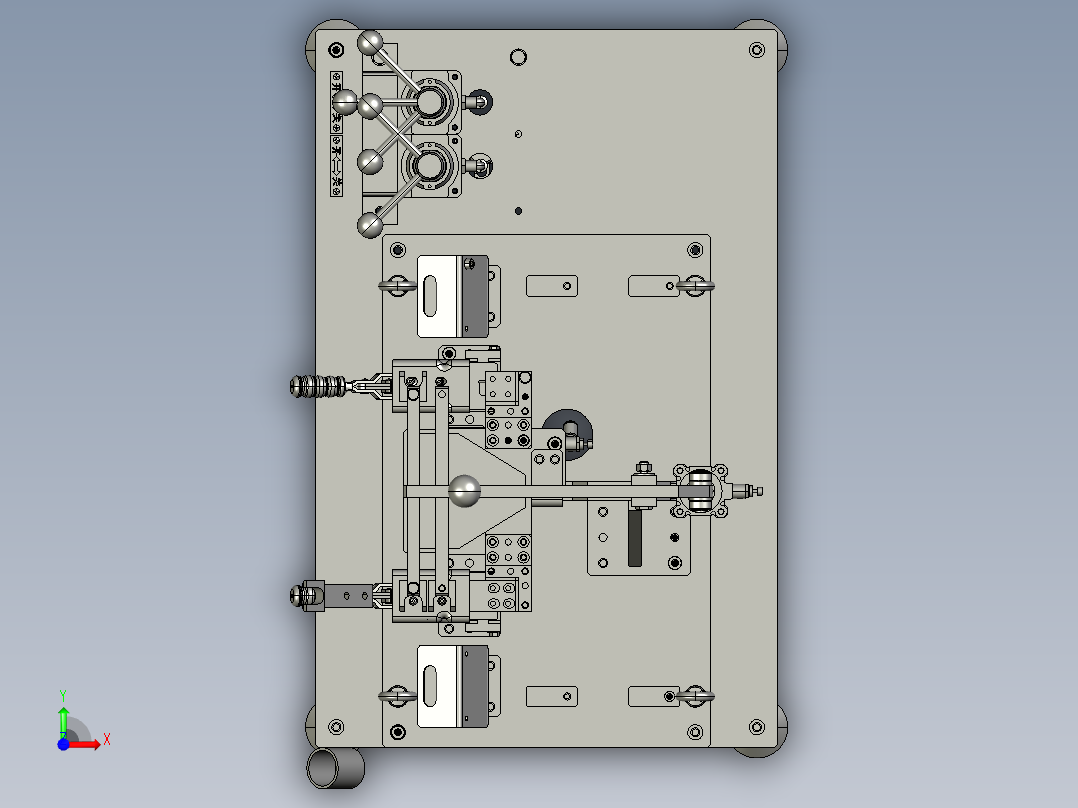 前地脚左右侧焊接总成组合夹具前视图