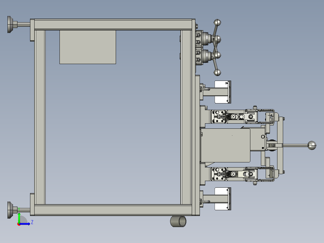 前地脚左右侧焊接总成组合夹具左视图