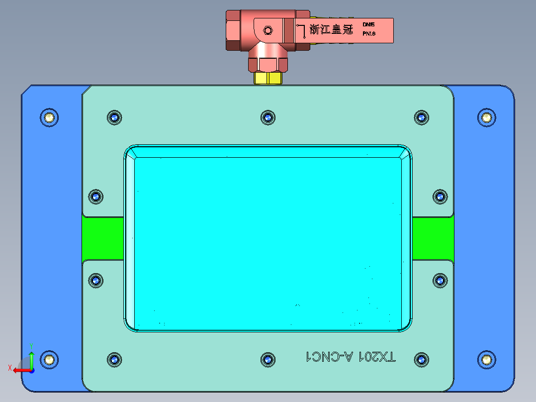 TX201-A笔记本CNC工装夹具三维模型-CNC1后视图