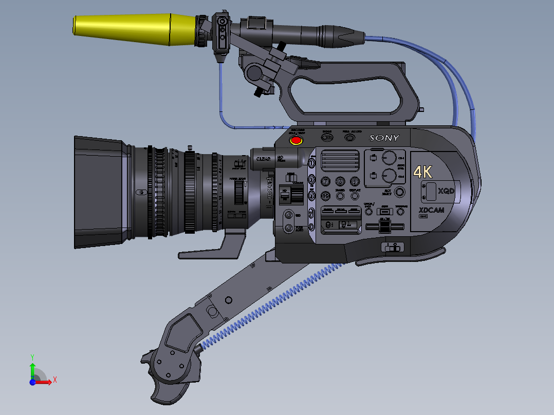 专业摄像机前视图