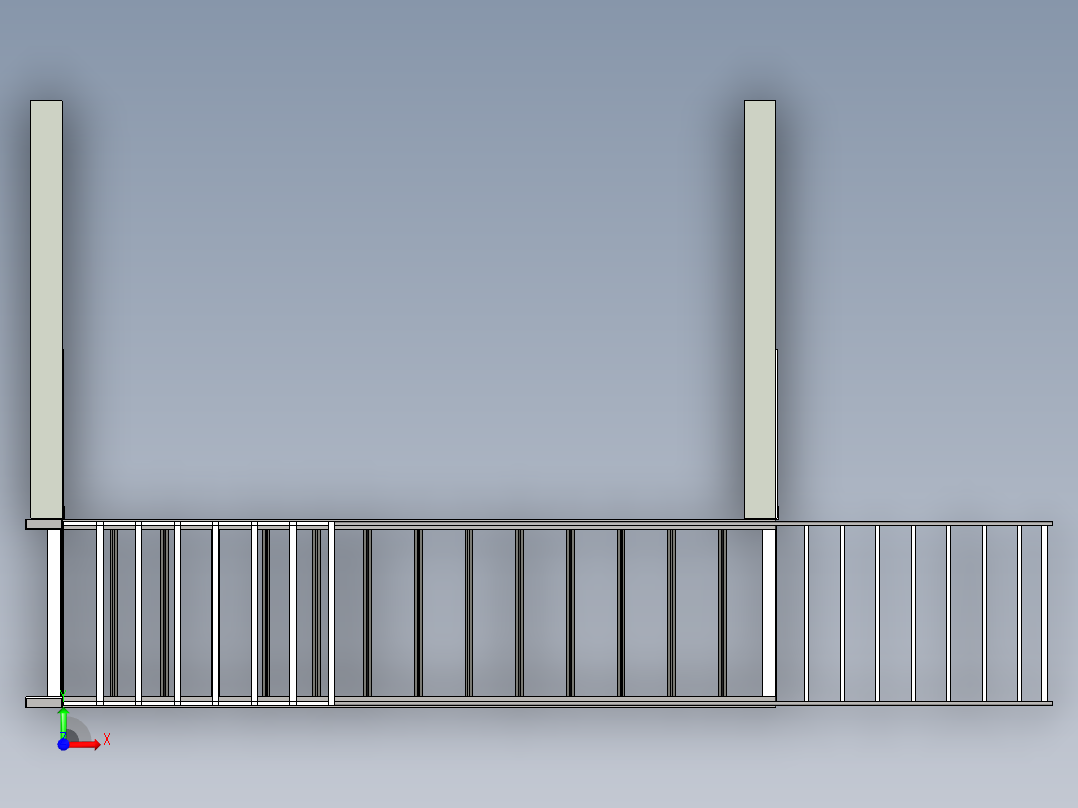 带 U-Be 的钢楼梯前视图