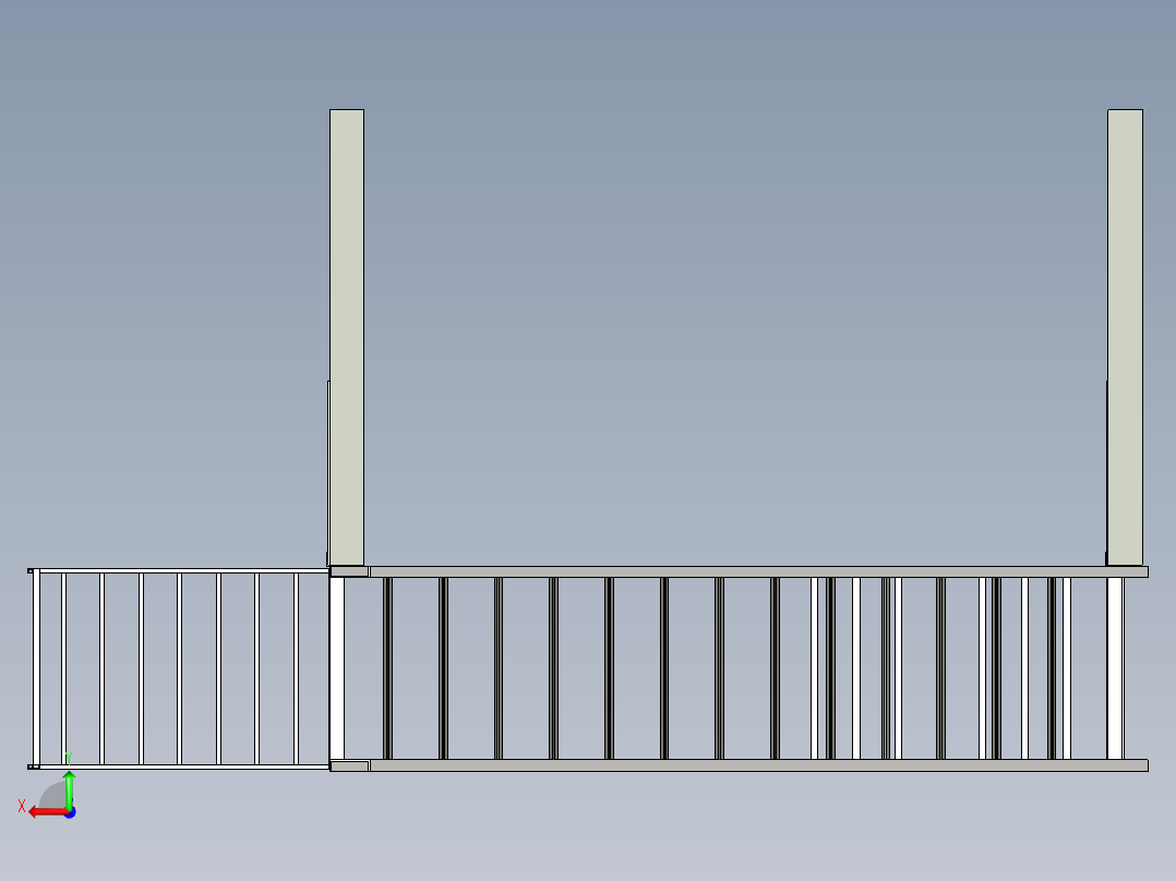 带 U-Be 的钢楼梯后视图