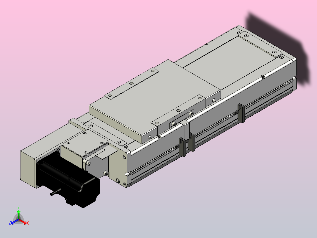 SCM17-150-L滚珠花健、支撑座、滚珠丝杠、交叉导轨、直线模组主视图