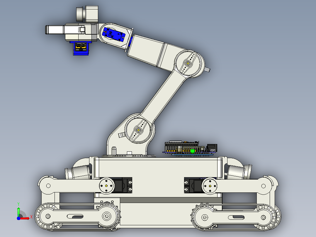 机械臂四轮履带机器人小车3D图纸 STEP格式前视图