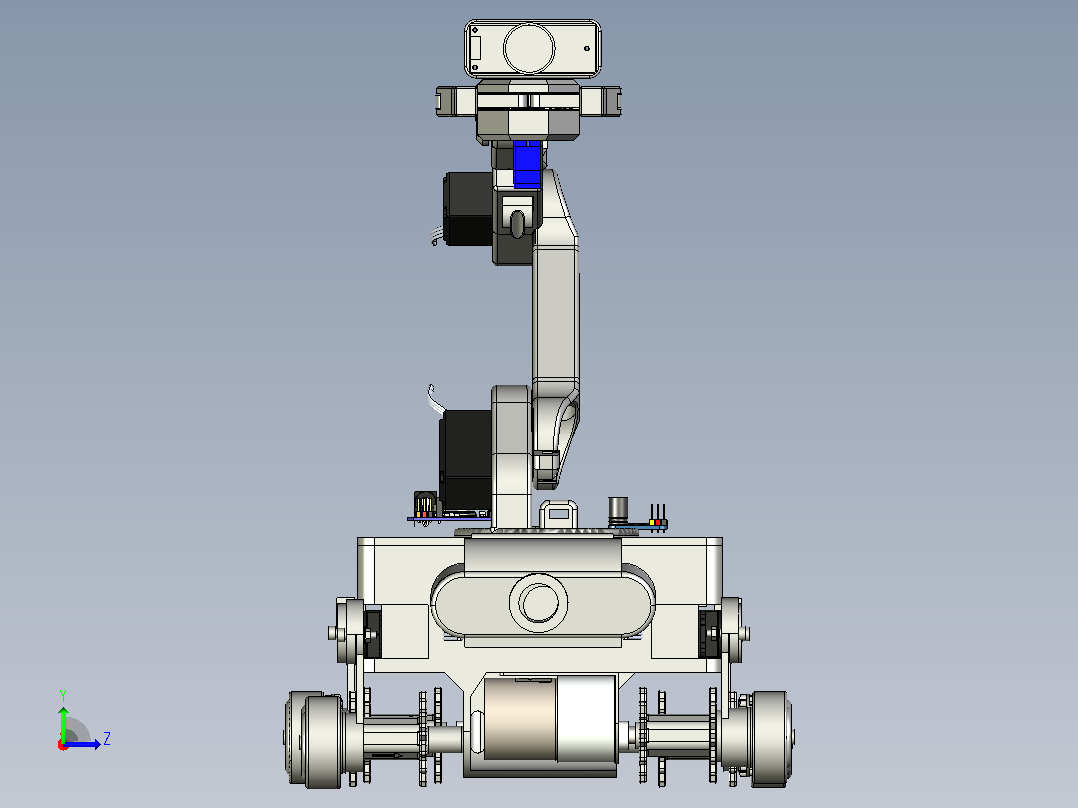 机械臂四轮履带机器人小车3D图纸 STEP格式左视图